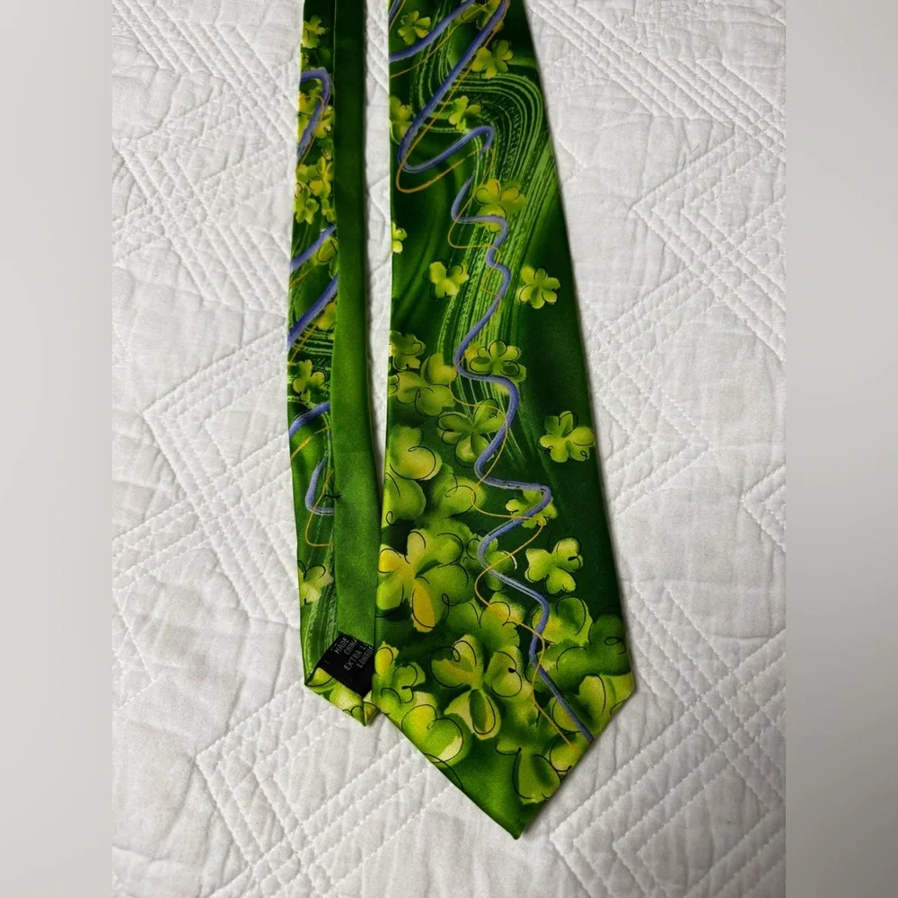 Jerry Garcia Silk Lucky Shamrock Green Tie Extra Long 66”